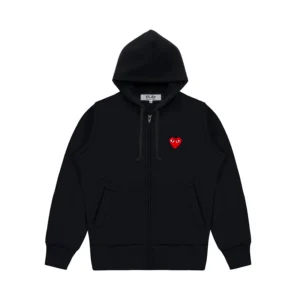 Black CDG Hoodie Zip Up – Single Heart