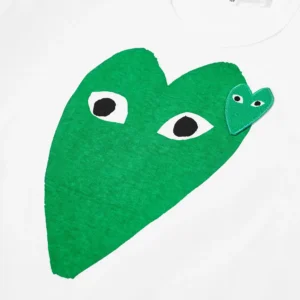 Comme Des Garcons Play Double Heart Tee Green